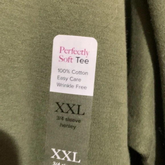 Kim Rogers Top Tee XXL Olive Green Stretchy 3/4 Sleeve Soft Cotton NWT - Picture 6 of 12